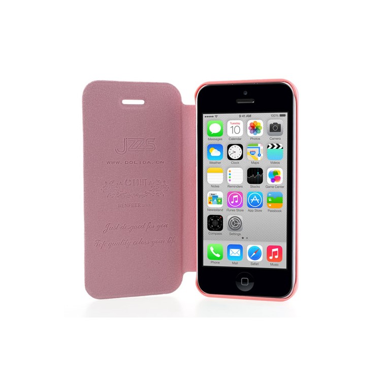 JZZS Oracle Grain Flip Leather Case for iPhone 5c - Pink