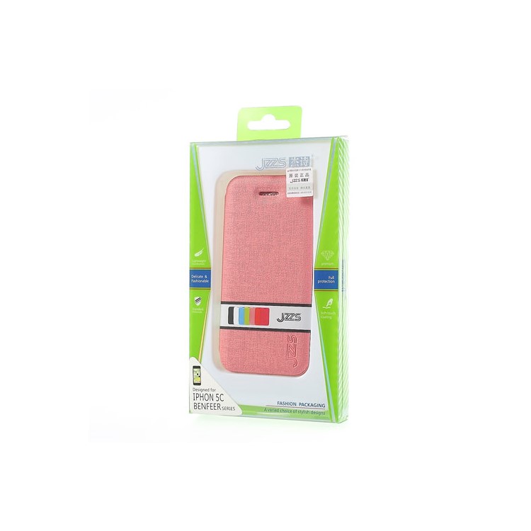 JZZS Oracle Grain Flip Leather Case for iPhone 5c - Pink