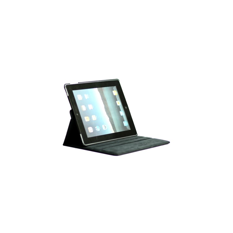 Rotatable Lichee Pattern PU Leather Stand Case with Cutout Logo for New iPad 2 3 4
