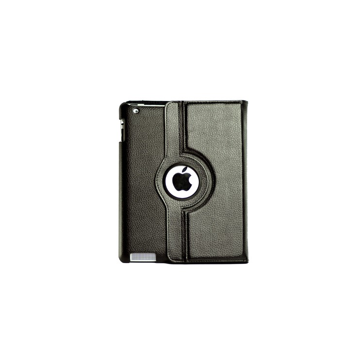 Rotatable Lichee Pattern PU Leather Stand Case with Cutout Logo for New iPad 2 3 4