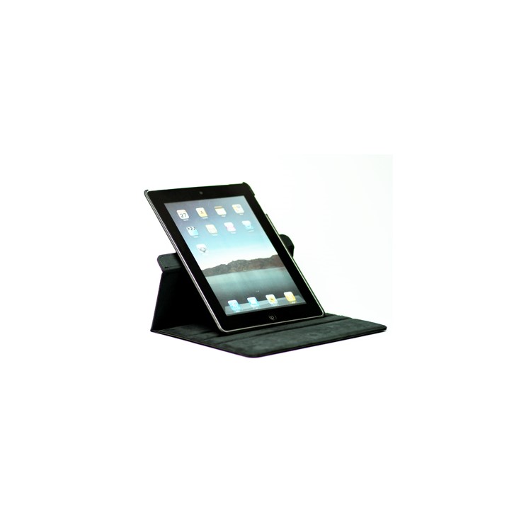 Rotatable Lichee Pattern PU Leather Stand Case with Cutout Logo for New iPad 2 3 4