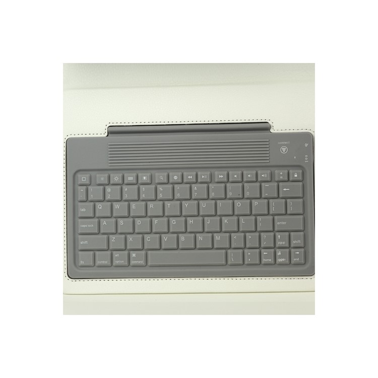 Stylish Bluetooth Keyboard Leather Flip Case for iPad 2 - White