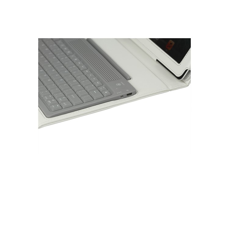 Stylish Bluetooth Keyboard Leather Flip Case for iPad 2 - White