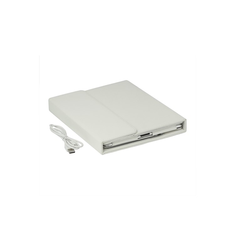 Stylish Bluetooth Keyboard Leather Flip Case for iPad 2 - White