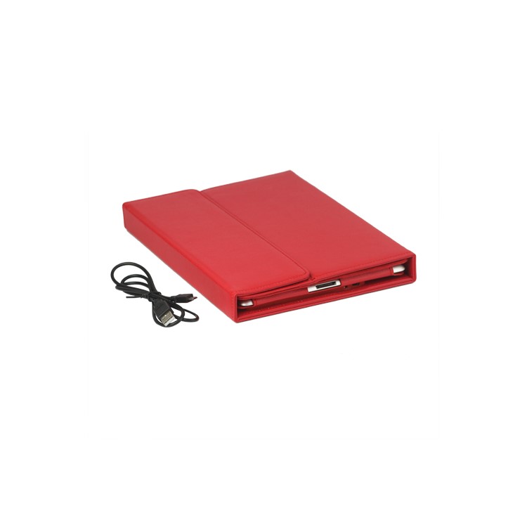 Stylish Bluetooth Keyboard Leather Flip Case for iPad 2 - Red