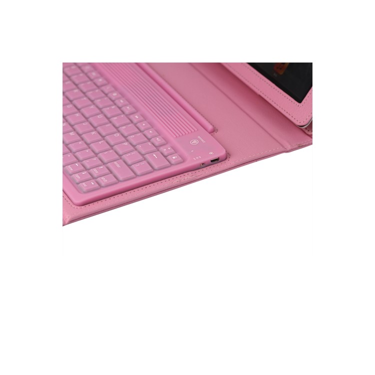 Stylish Bluetooth Keyboard Leather Flip Case for iPad 2 - Pink