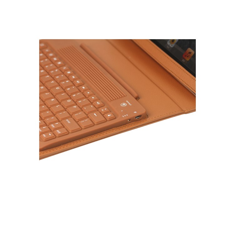 Stylish Bluetooth Keyboard Leather Flip Case for iPad 2 - Brown