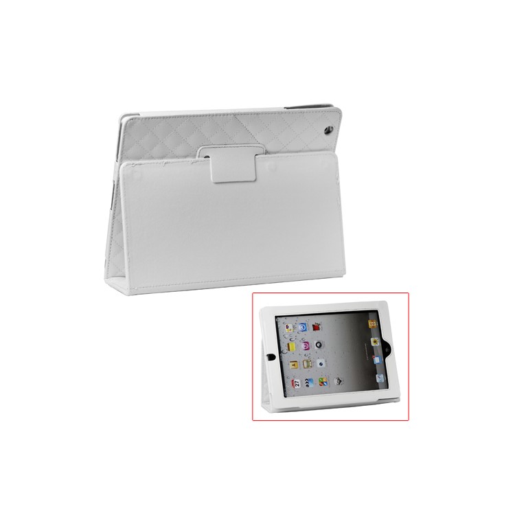 Grid Folio Leather Stand Case for iPad 2 3 4 - White