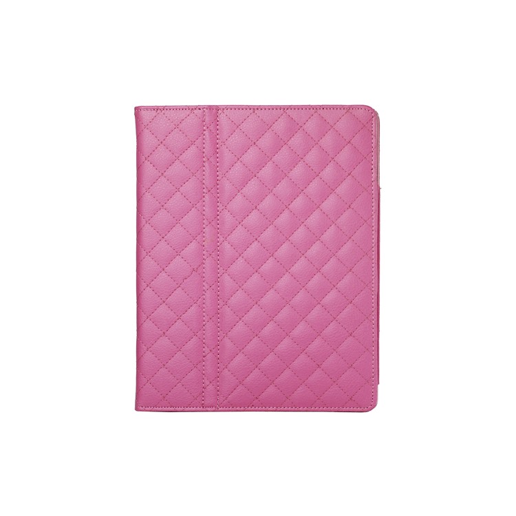 Grid Folio Leather Stand Case for iPad 2 3 4 - Pink