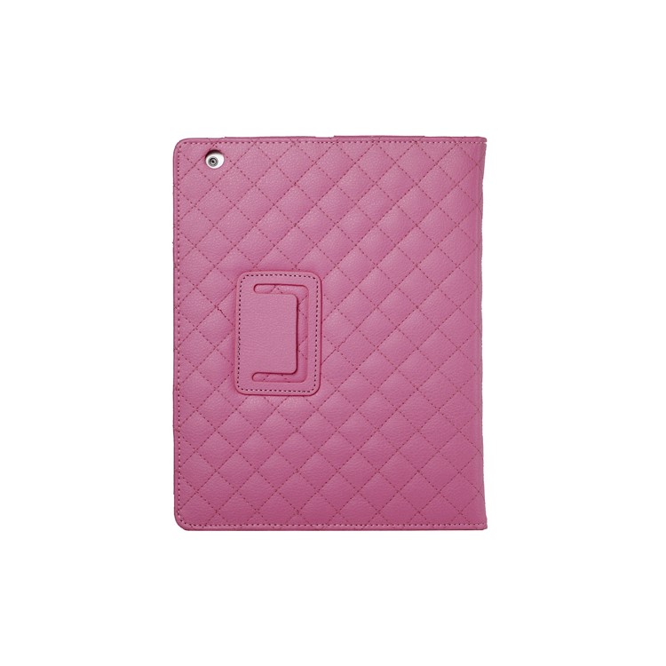 Grid Folio Leather Stand Case for iPad 2 3 4 - Pink