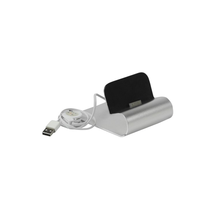 Aluminum The New iPad/iPad 2/iPhone Charging Cradle Dock Station with USB Retractable Cable