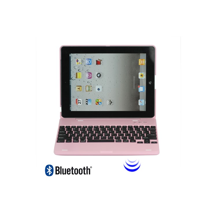 Lastest Wireless Bluetooth Keyboard Plastic Case for iPad 2 3 4 - Pink