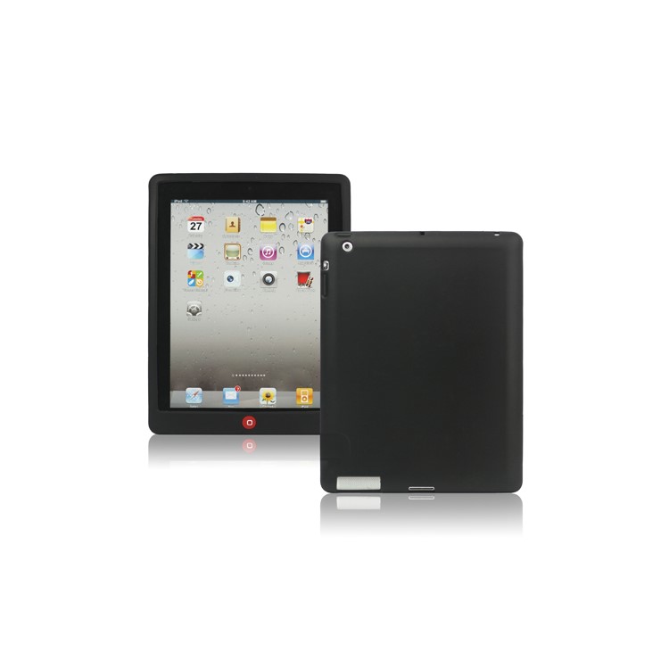 New iPad 2nd 3rd 4th Gen Silicone Case Skin Cover with Home Button - Black