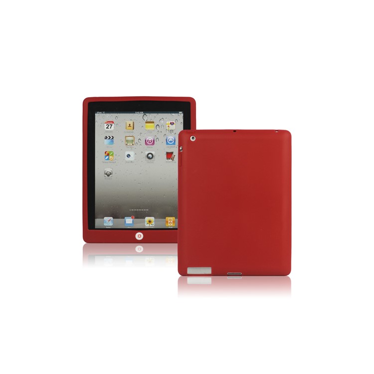New iPad 2nd 3rd 4th Gen Silicone Case Skin Cover with Home Button - Red