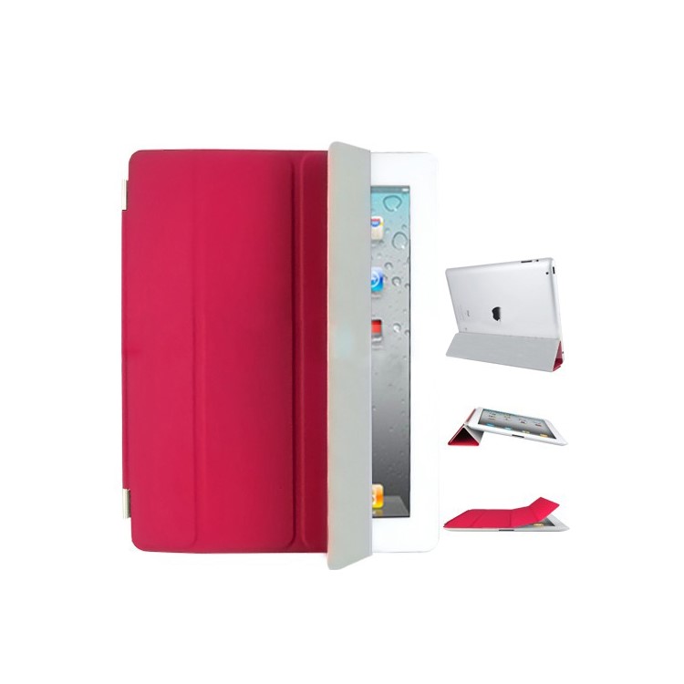 Fabulous Leather Smart Cover for iPad 3rd Generation The New iPad - Red
