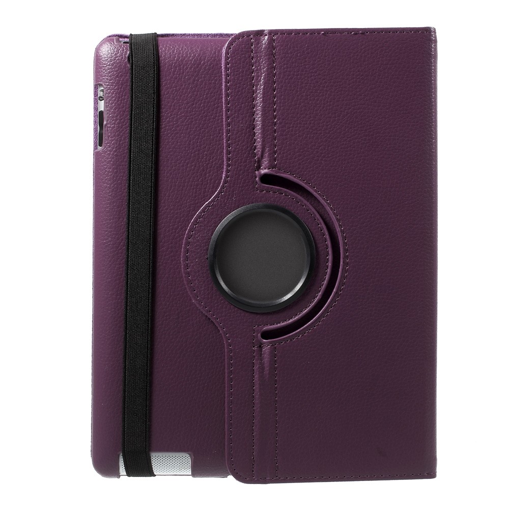 360 Degree Rotating New iPad 2 3 4 Leather Case Cover with Stand - Purple