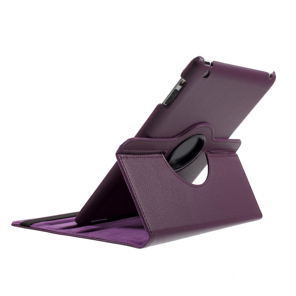 360 Degree Rotating New iPad 2 3 4 Leather Case Cover with Stand - Purple