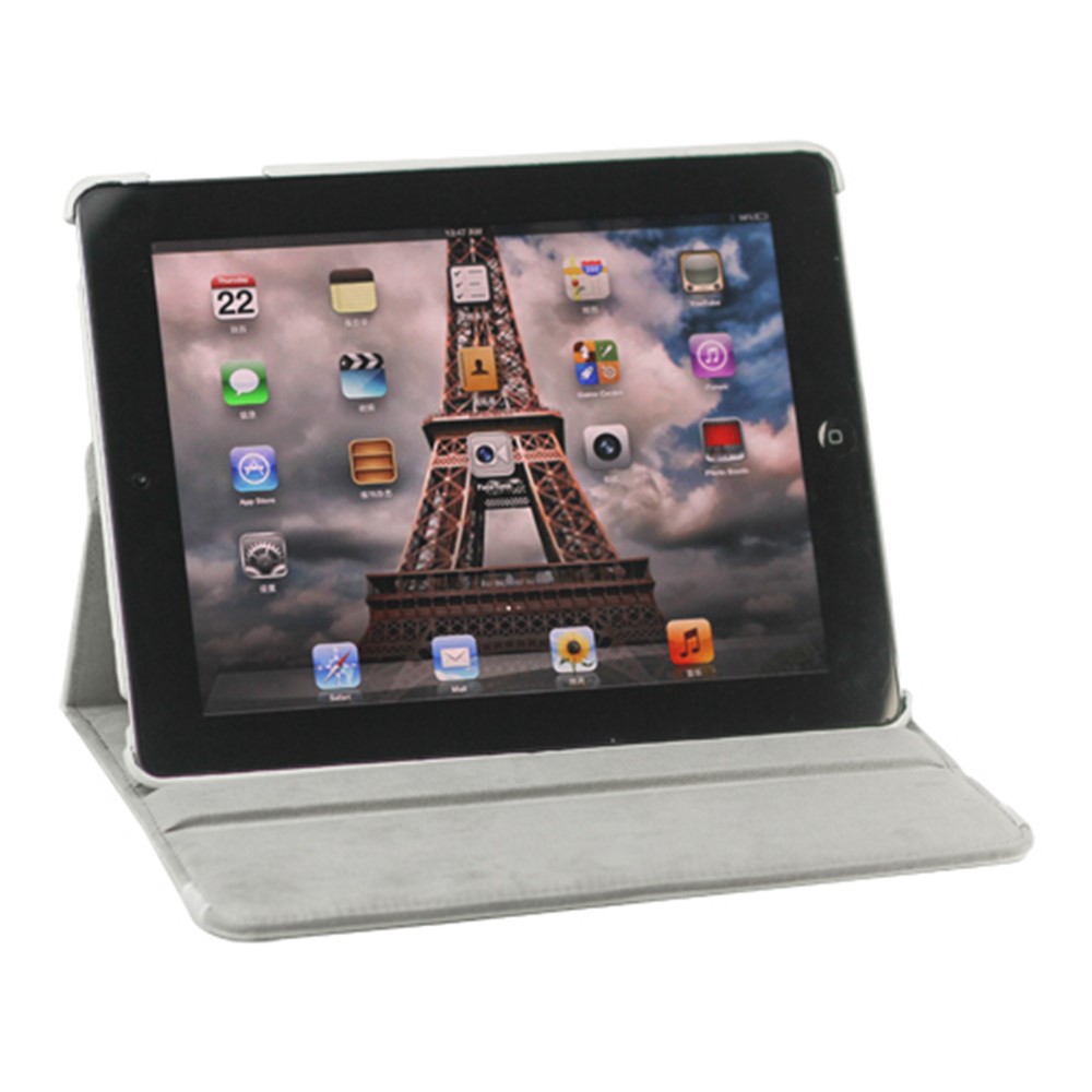 360 Degree Rotating New iPad 2 3 4 Leather Case Cover with Stand - White