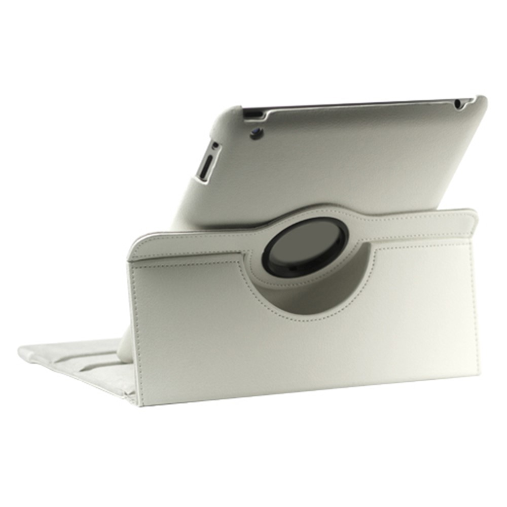 360 Degree Rotating New iPad 2 3 4 Leather Case Cover with Stand - White