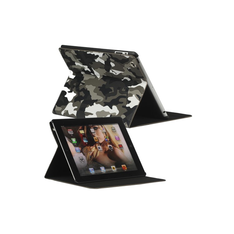 Camouflage Magnetic Leather Smart Cover Stand for New iPad 2 3 4 - Grey