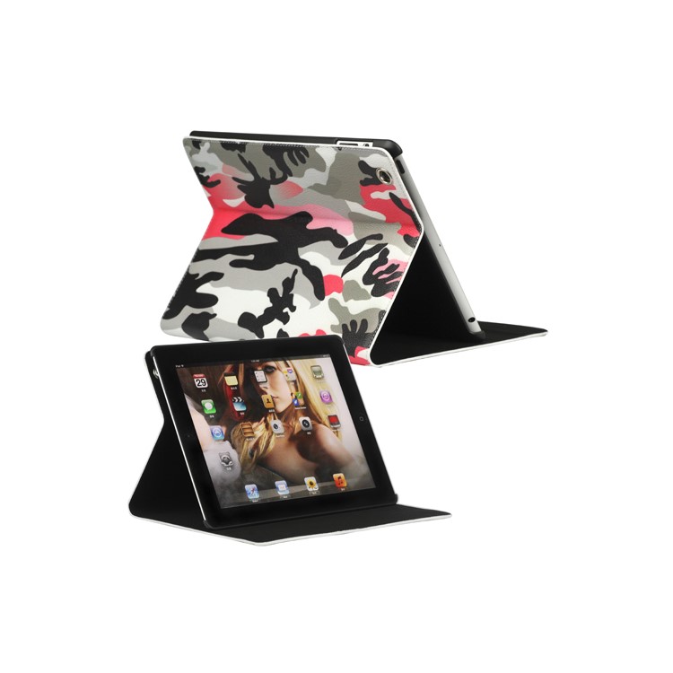 Camouflage Magnetic Leather Smart Cover Stand for New iPad 2 3 4 - Pink