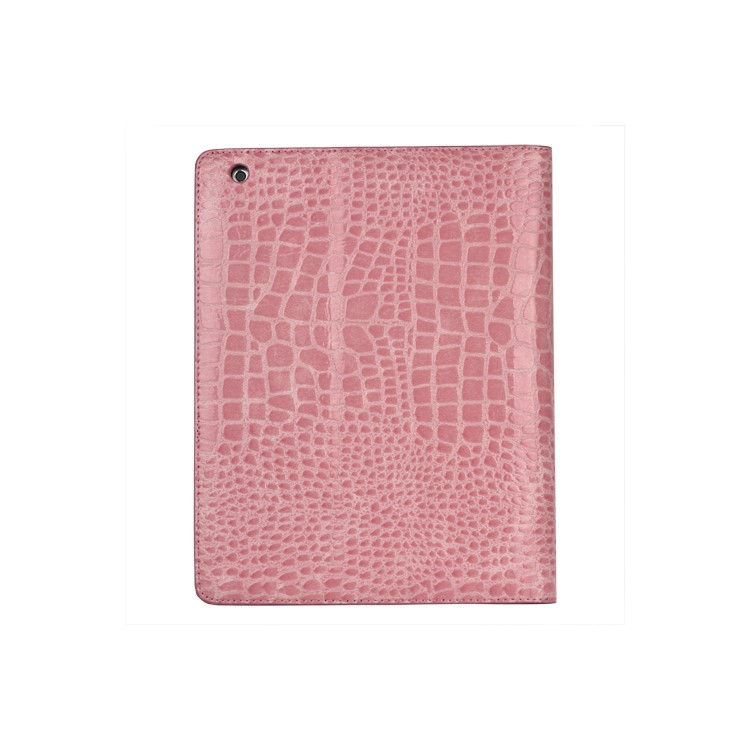 Crocodile Folio Leather Case Stand for New iPad 4th 3rd 2nd Gen - Pink