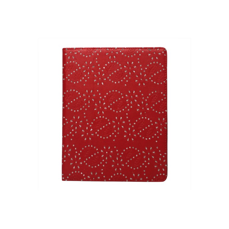 Glittery Flora Leather Stand Case for New iPad 2 3 4 - Red