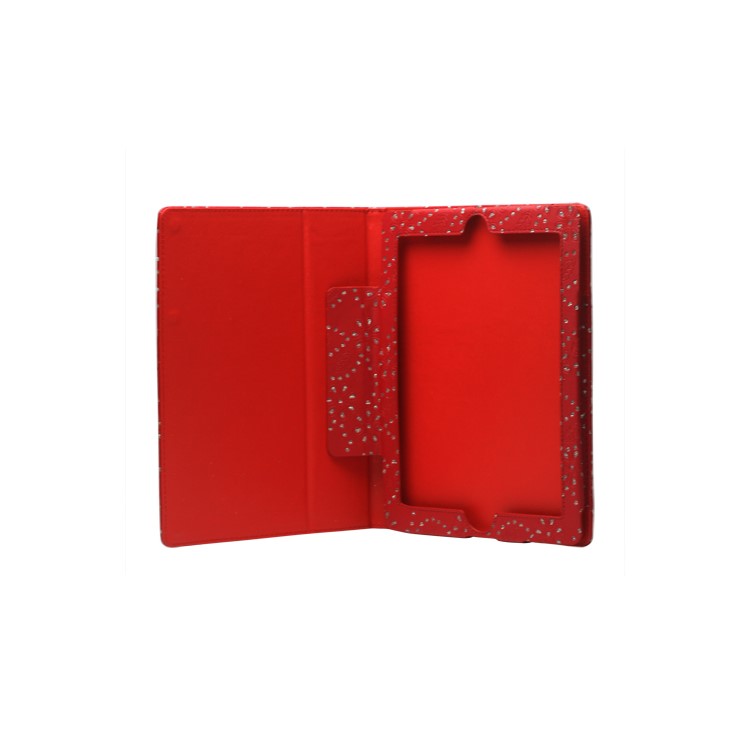 Glittery Flora Leather Stand Case for New iPad 2 3 4 - Red