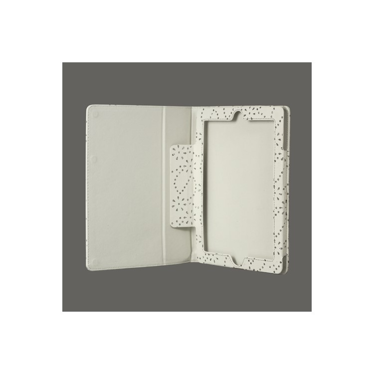 Glittery Flora Leather Case with Stand for iPad 2 The New iPad / iPad 4 - White