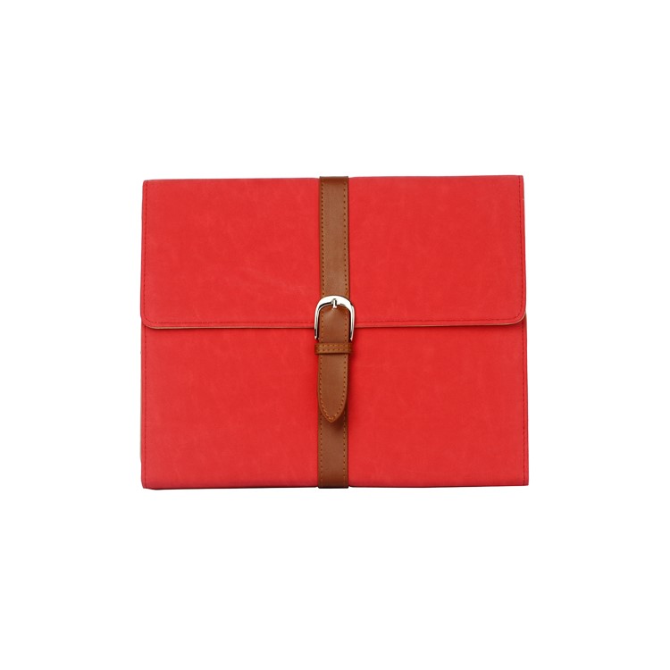 Stylish Leather Stand Case with Belt and Brass Buckle for iPad 4th 3rd 2nd Gen - Red