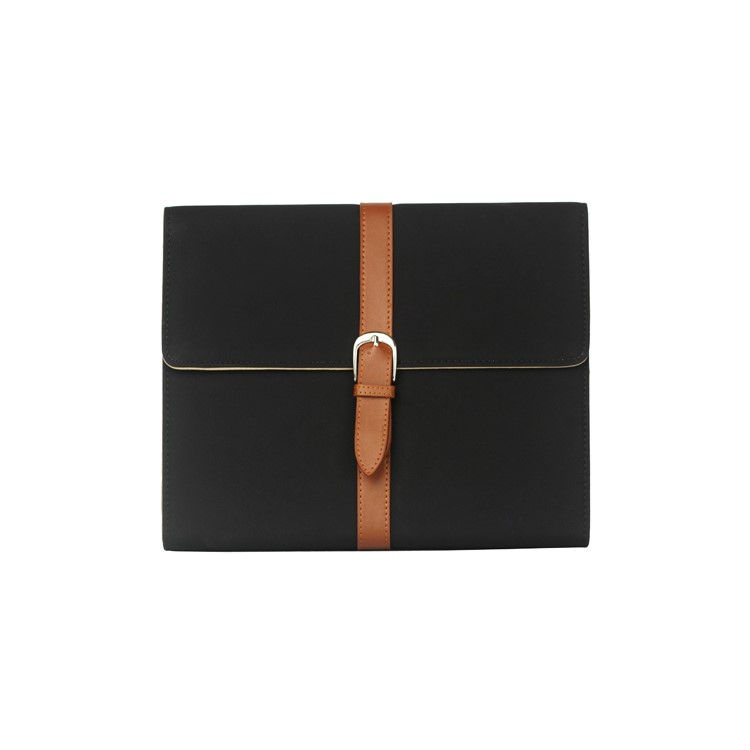 Stylish Leather Stand Case with Belt and Brass Buckle for iPad 4th 3rd 2nd Gen - Black