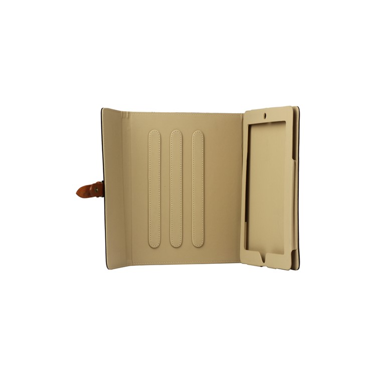 Stylish Leather Stand Case with Belt and Brass Buckle for iPad 4th 3rd 2nd Gen - Black