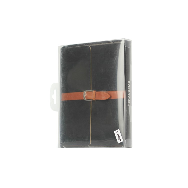 Stylish Leather Stand Case with Belt and Brass Buckle for iPad 4th 3rd 2nd Gen - Black