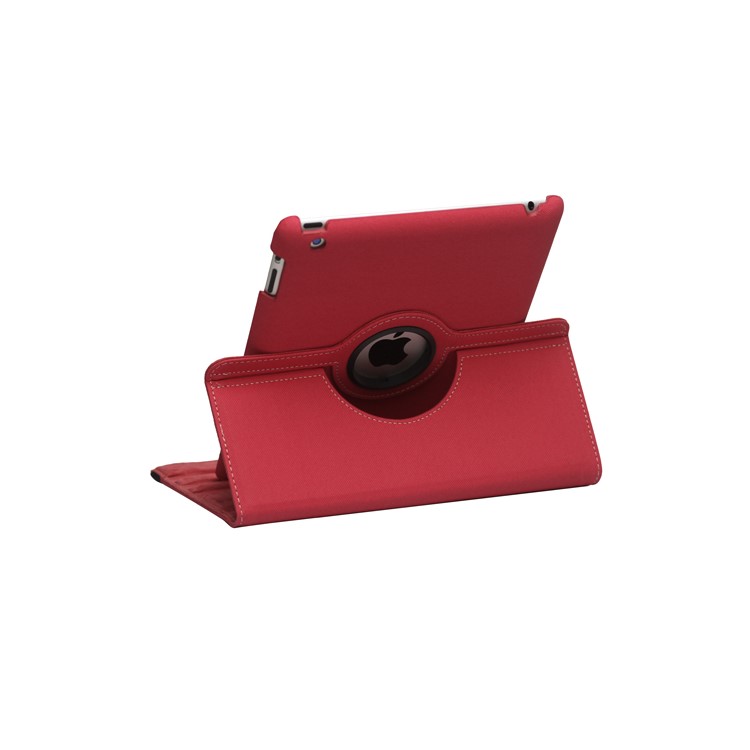 360 Degree Rotating Folio Canvas Case with Stand for iPad 2 The New iPad 3rd Generation - Rose