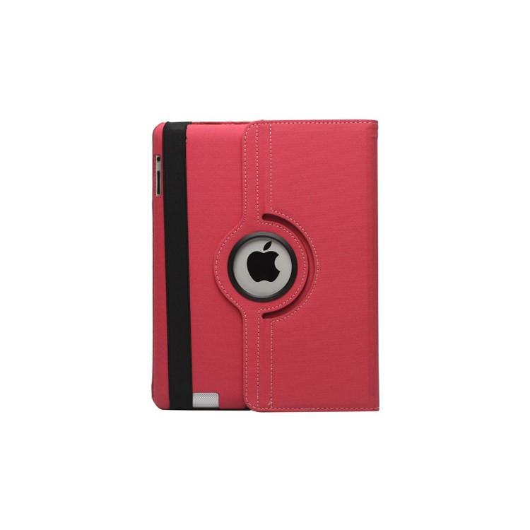 360 Degree Rotating Folio Canvas Case with Stand for iPad 2 The New iPad 3rd Generation - Rose