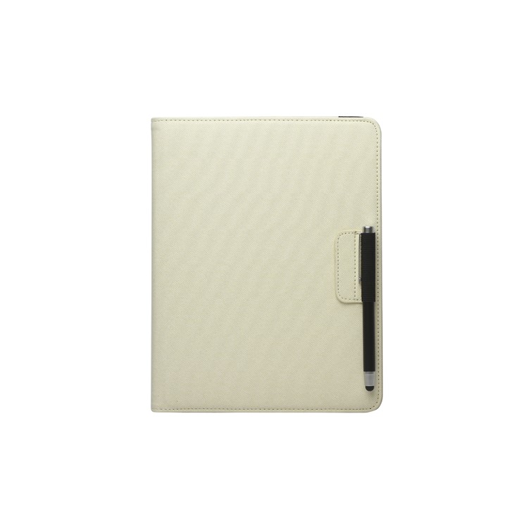 360 Degree Rotating Folio Canvas Case with Stand for iPad 2 The New iPad 3rd Generation - Beige