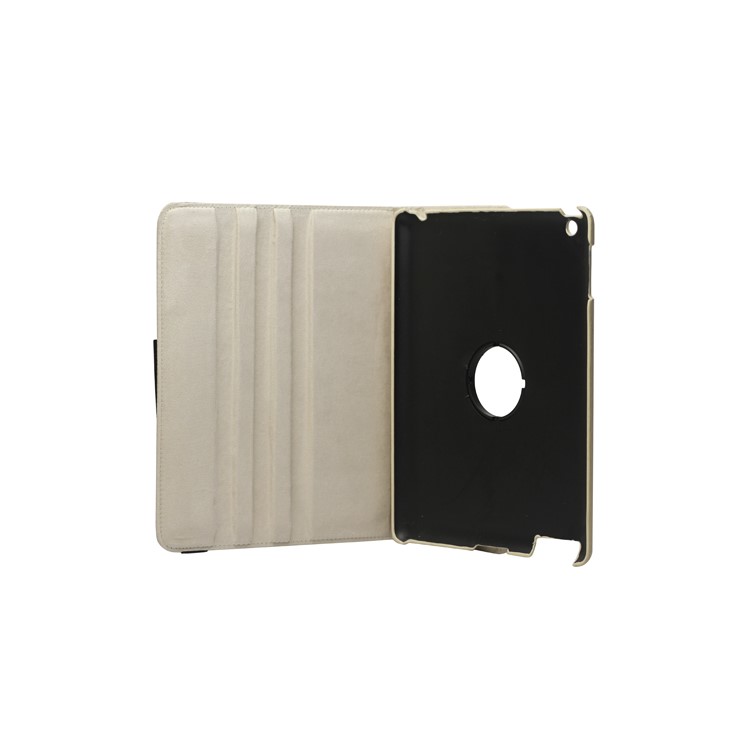 360 Degree Rotating Folio Canvas Case with Stand for iPad 2 The New iPad 3rd Generation - Beige