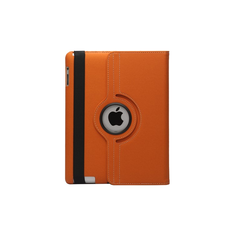 360 Degree Rotating Folio Canvas Case with Stand for iPad 2 The New iPad 3rd Generation - Orange