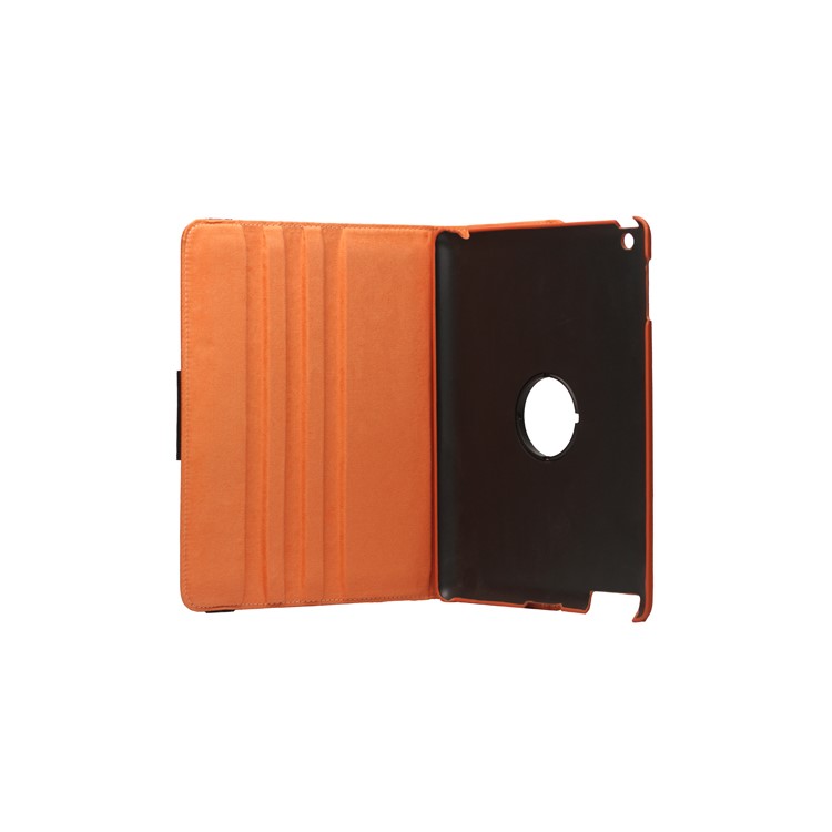 360 Degree Rotating Folio Canvas Case with Stand for iPad 2 The New iPad 3rd Generation - Orange