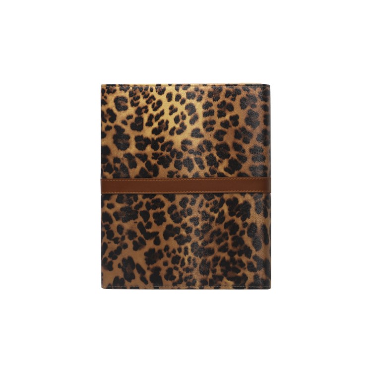 Leopard Leather Case Stand with Belt and Brass Buckle for iPad 2nd 3rd 4th Gen - Brown