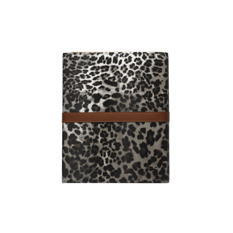 Leopard Leather Case Stand with Belt and Brass Buckle for iPad 2nd 3rd 4th Gen - Grey