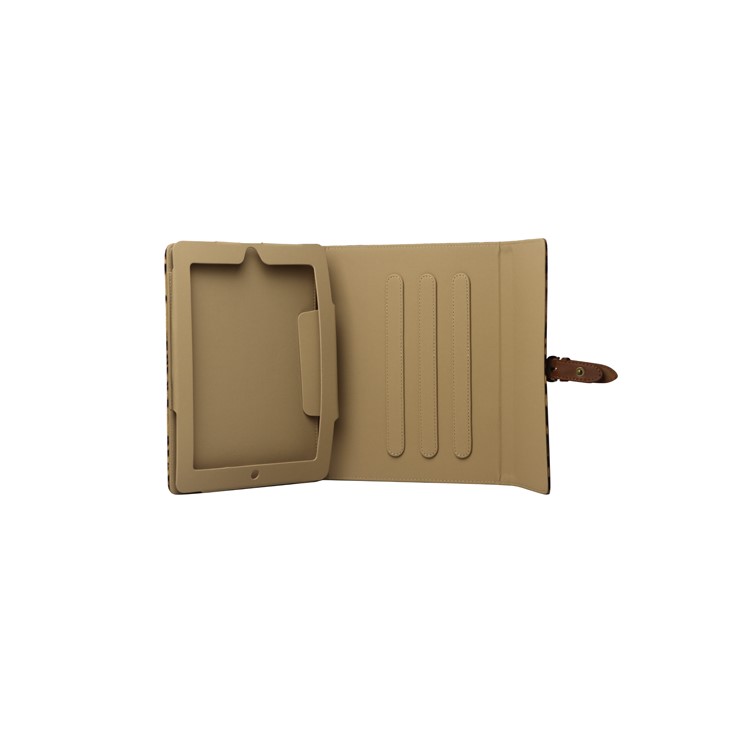 Leopard Leather Case Stand with Belt and Brass Buckle for iPad 2nd 3rd 4th Gen - Grey