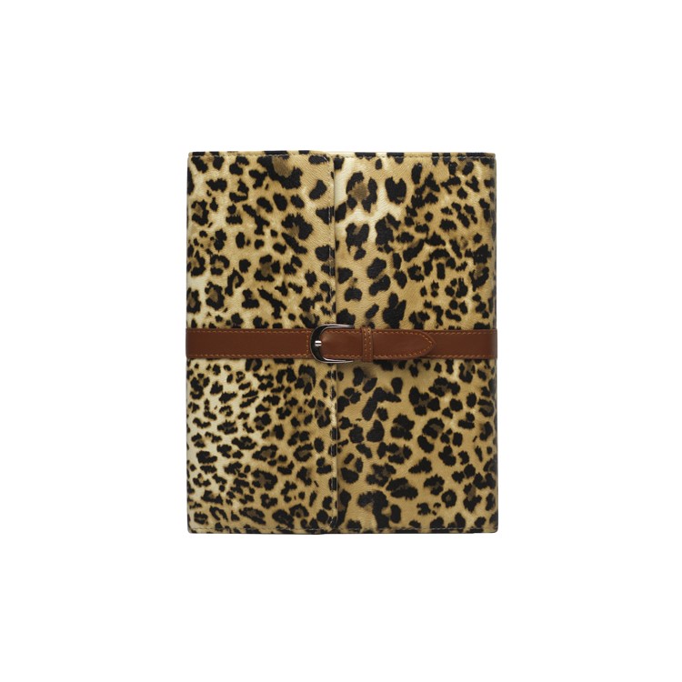 Leopard Leather Case Stand with Belt and Brass Buckle for iPad 2nd 3rd 4th Gen - Yellow