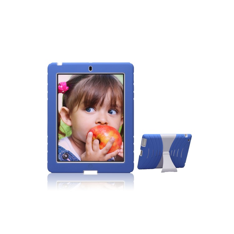 Snap-on Defender Case Cover with Stand for New iPad 2nd 3rd 4th Gen - White / Blue