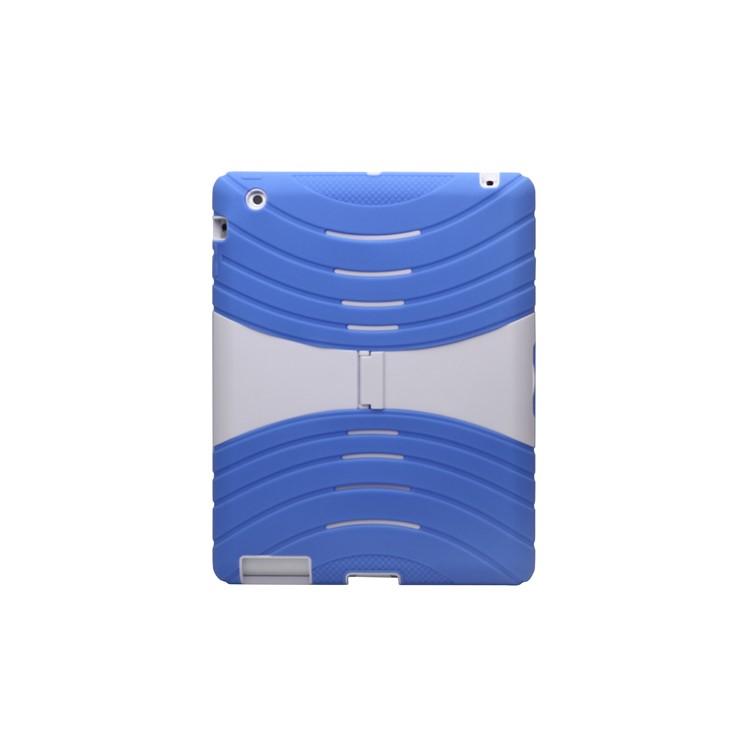 Snap-on Defender Case Cover with Stand for New iPad 2nd 3rd 4th Gen - White / Blue