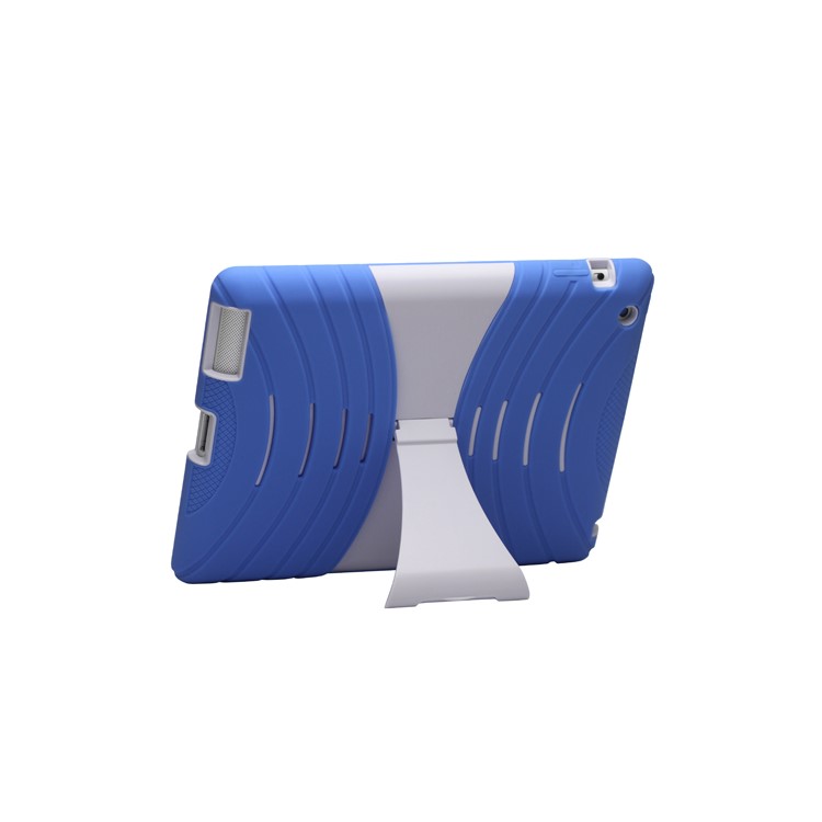 Snap-on Defender Case Cover with Stand for New iPad 2nd 3rd 4th Gen - White / Blue
