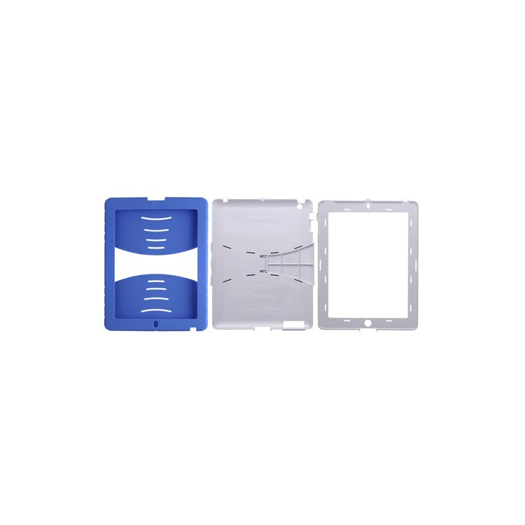 Snap-on Defender Case Cover with Stand for New iPad 2nd 3rd 4th Gen - White / Blue