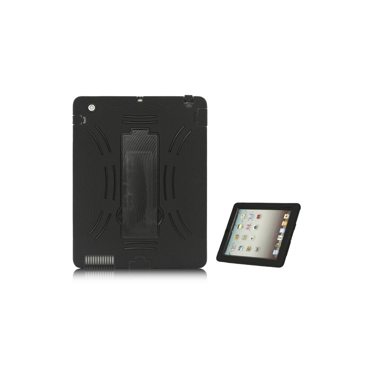 Snap-on Defender Case Cover with Stand for iPad 2 The New iPad - Black