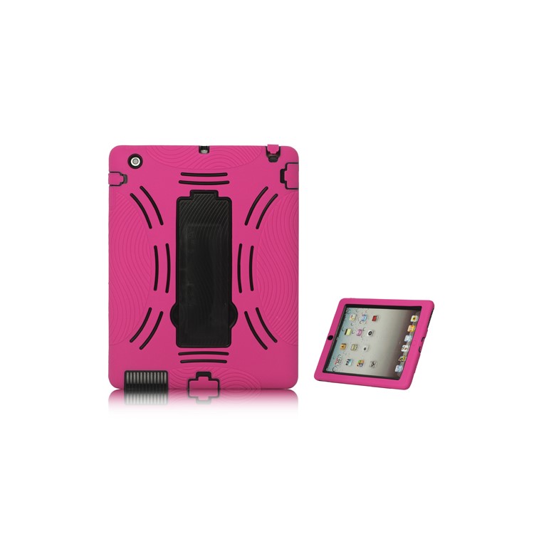 Snap-on Defender Case Cover with Stand for iPad 2 The New iPad - Black / Rose