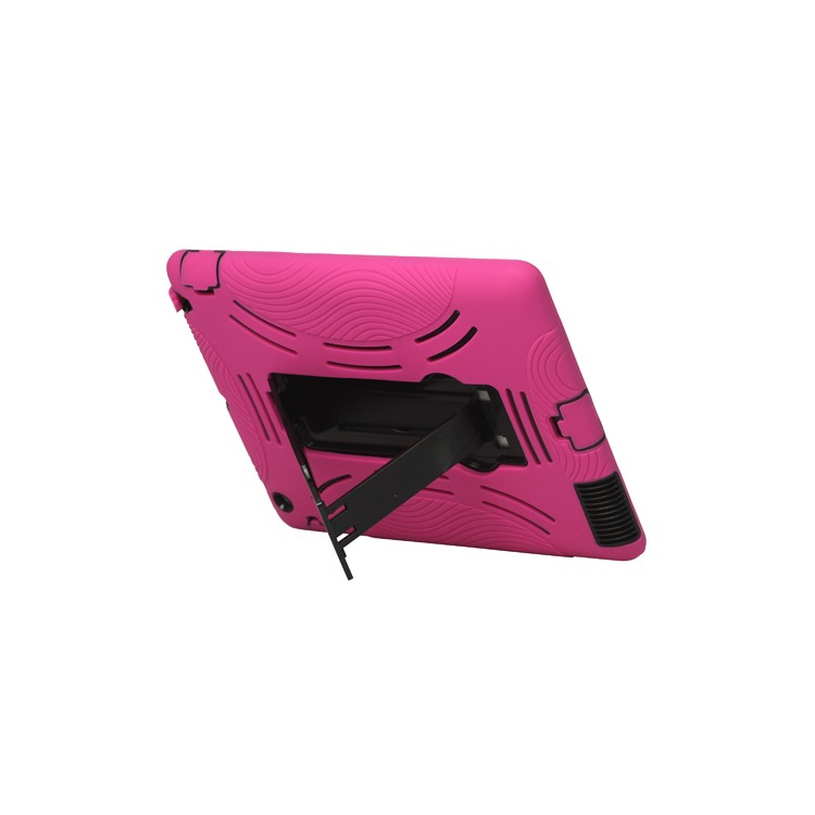 Snap-on Defender Case Cover with Stand for iPad 2 The New iPad - Black / Rose